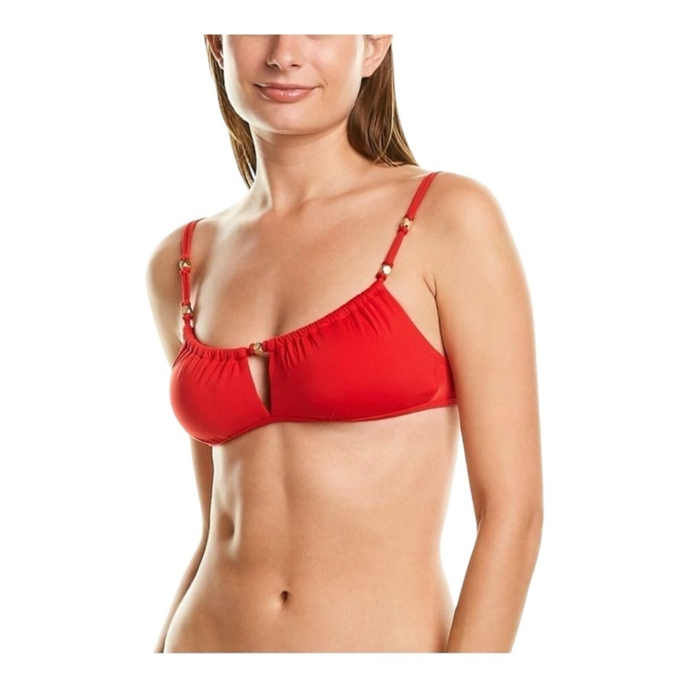 Vix Solid Honey Nina Bikini Top in Red NWT